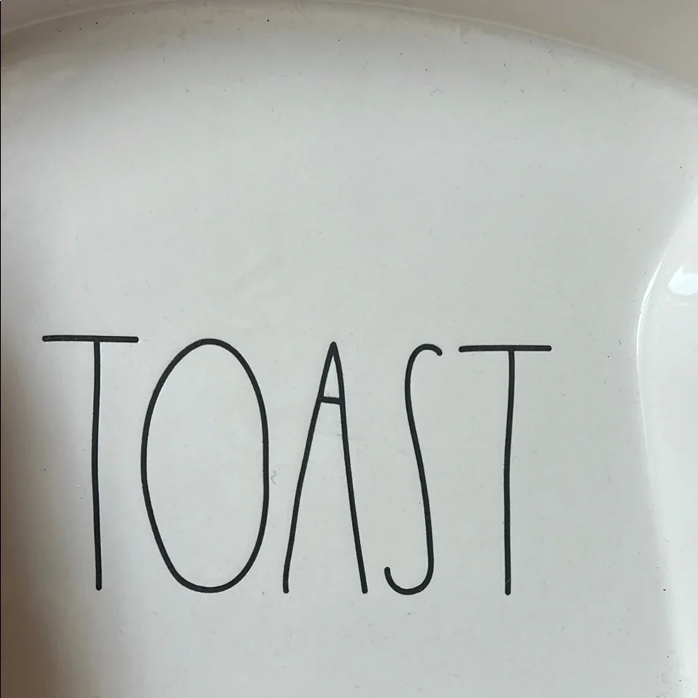 Rae Dunn White Toast Plate with Orange Trim